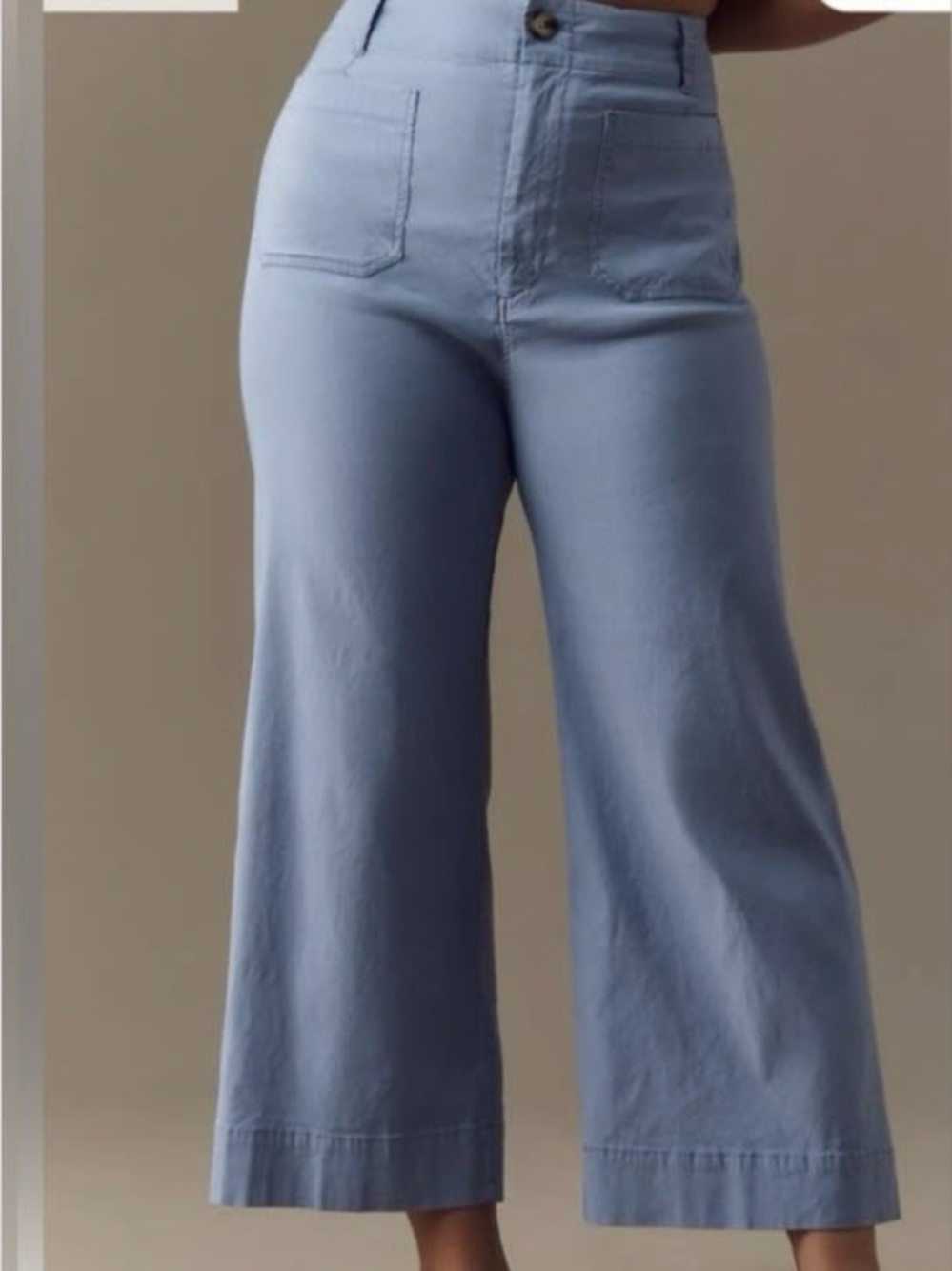 Anthropologie Maeve Collette Light Purple Wide-Leg Cropped Linen Pants